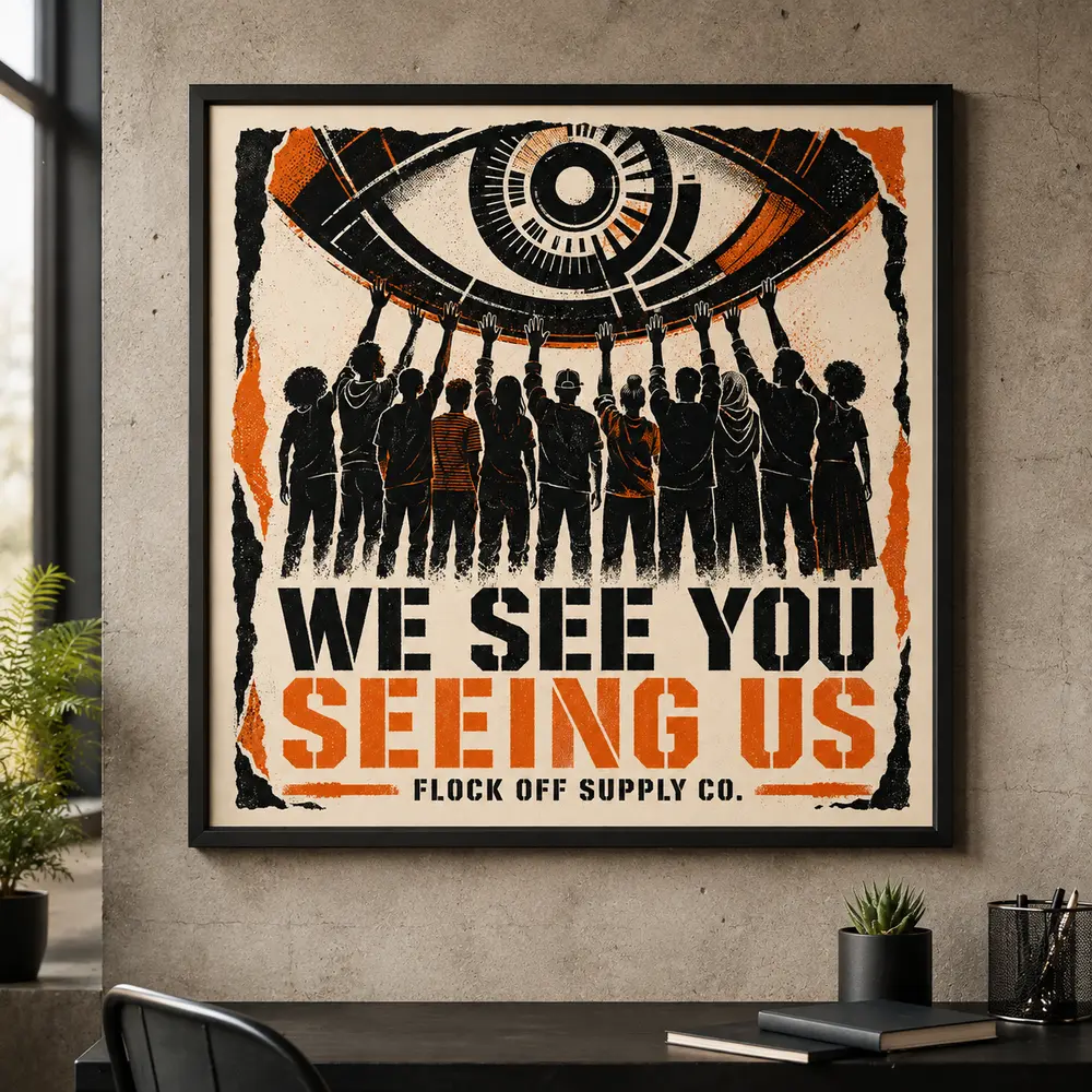 We See You Poster shown as the actual 18 x 18 Poster