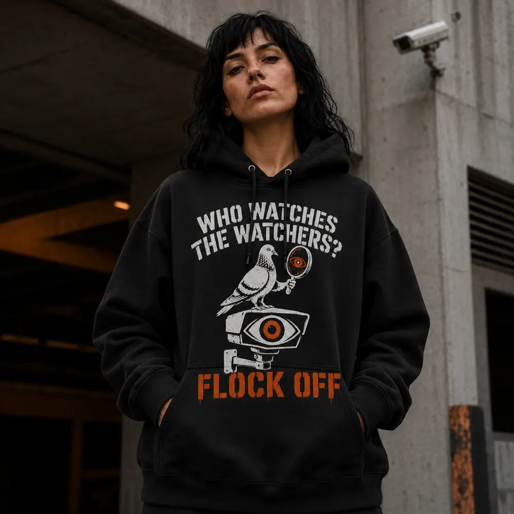 Who Watches The Watchers Heavyweight Hoodie shown as a Heavyweight Hoodie